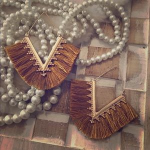 ••3 for $35••Mustard Tassel Fringe Dangle Earrings